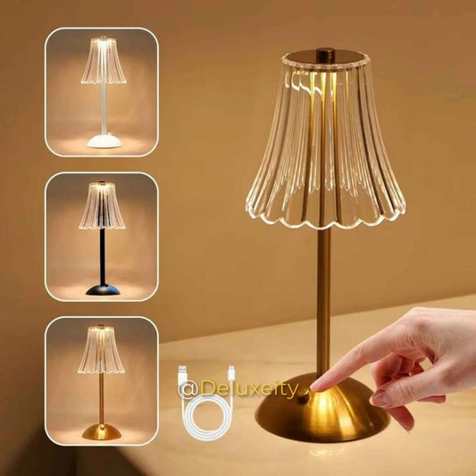 Touch Control Crystal Table Lamp – USB Rechargeable, Elegant & Dimmable Light