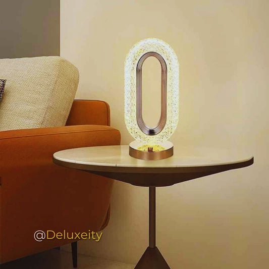 Crystal Glow Oval LED Table Lamp – Touch Control, Portable & Rechargeable