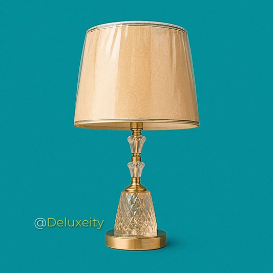 Premium Bedside Table Lamp – Crystal and Gold Finish