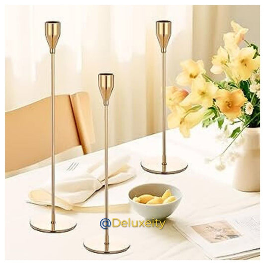 Classic French Gold Candle Holders-Set of 3