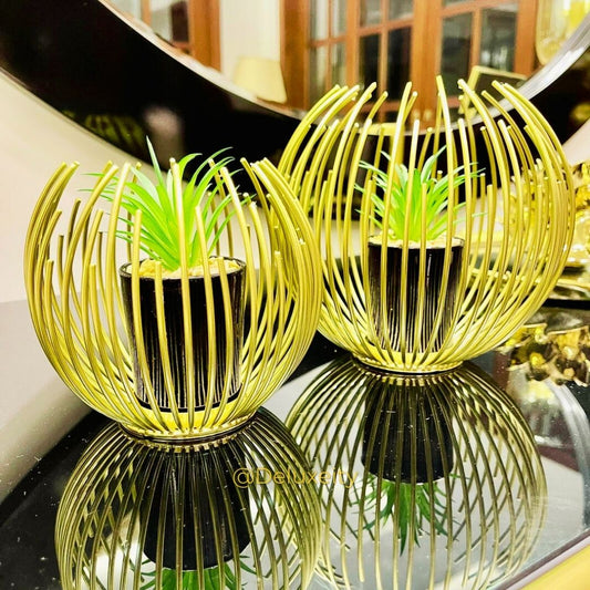 Golden Globe Planter – Stylish Metallic Decor Accent