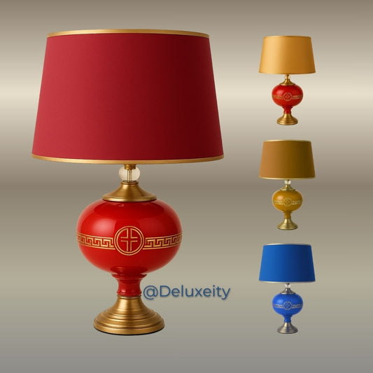Luxury Red & Gold Table Lamp – Elegant Decorative Lighting for Home & Office