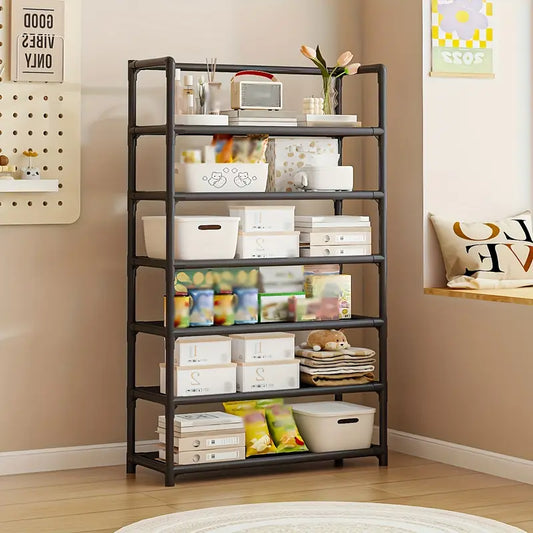 Modern 6-Tier Metal Storage Rack – Freestanding Organizer Shelf for Home & Office