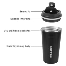 Deluxe Travel Thermo Mug – 380ml/510ml Leak Proof Stainless Steel Cup for Hot & Cold Drinks