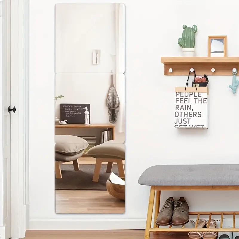 Modern 3D Acrylic Mirror – 20x20cm - Shatterproof & Stylish