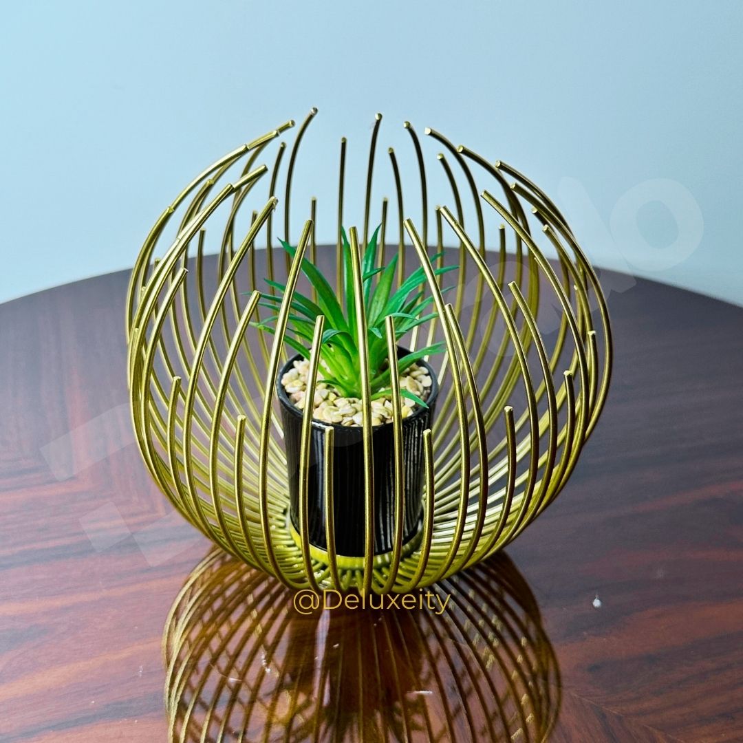 Golden Globe Planter – Stylish Metallic Decor Accent