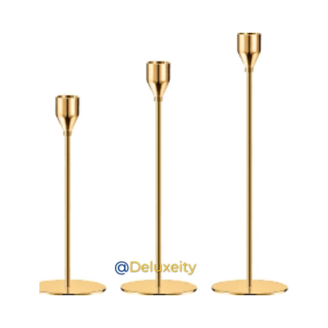 Classic French Gold Candle Holders-Set of 3