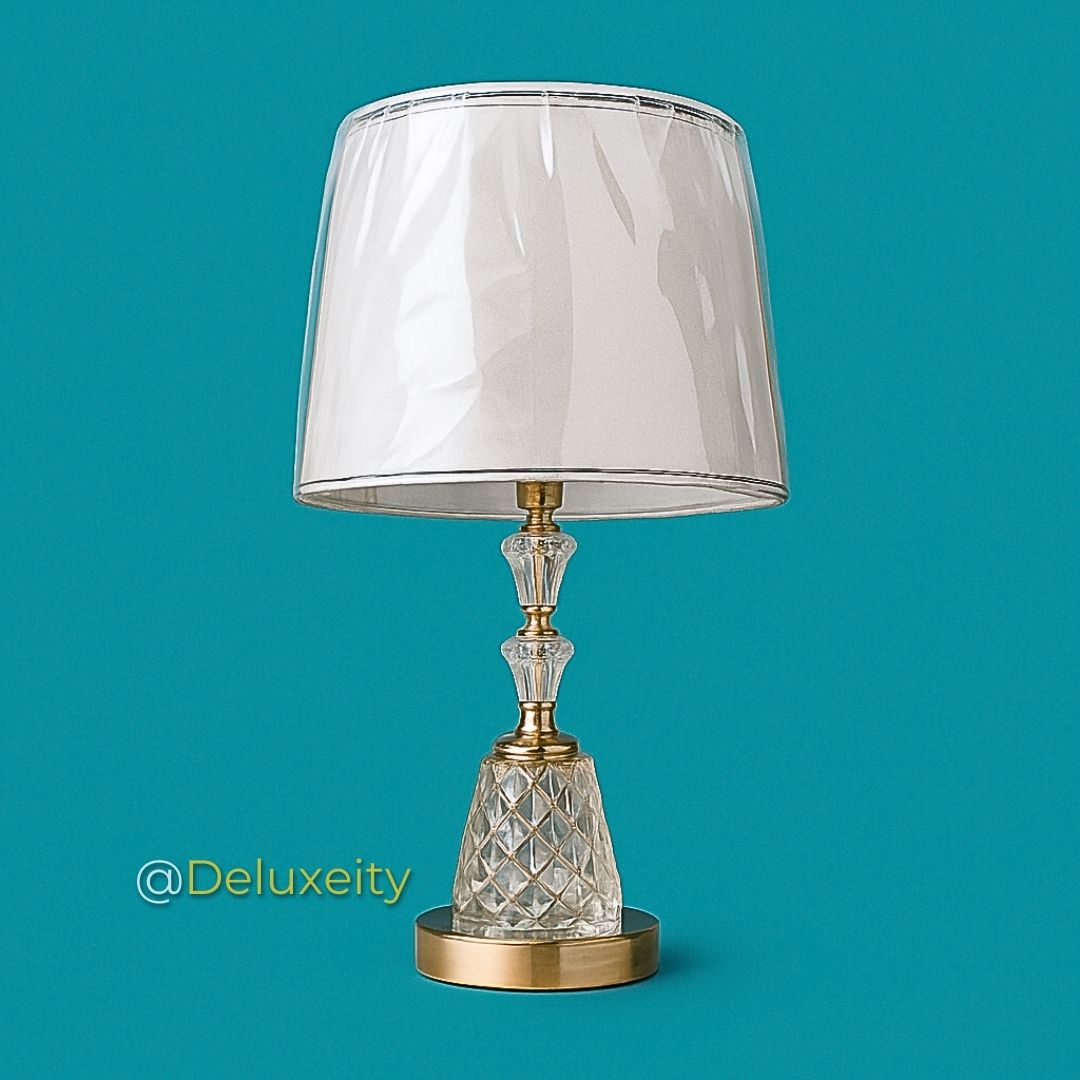 Premium Bedside Table Lamp – Crystal and Gold Finish