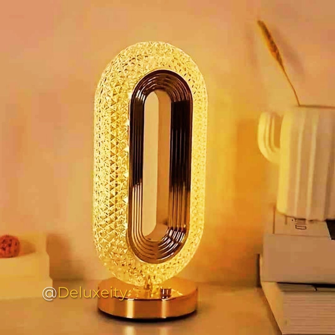 Crystal Glow Oval LED Table Lamp – Touch Control, Portable & Rechargeable
