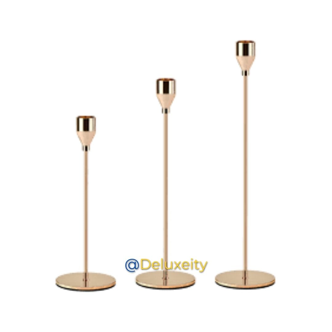 Classic French Gold Candle Holders-Set of 3