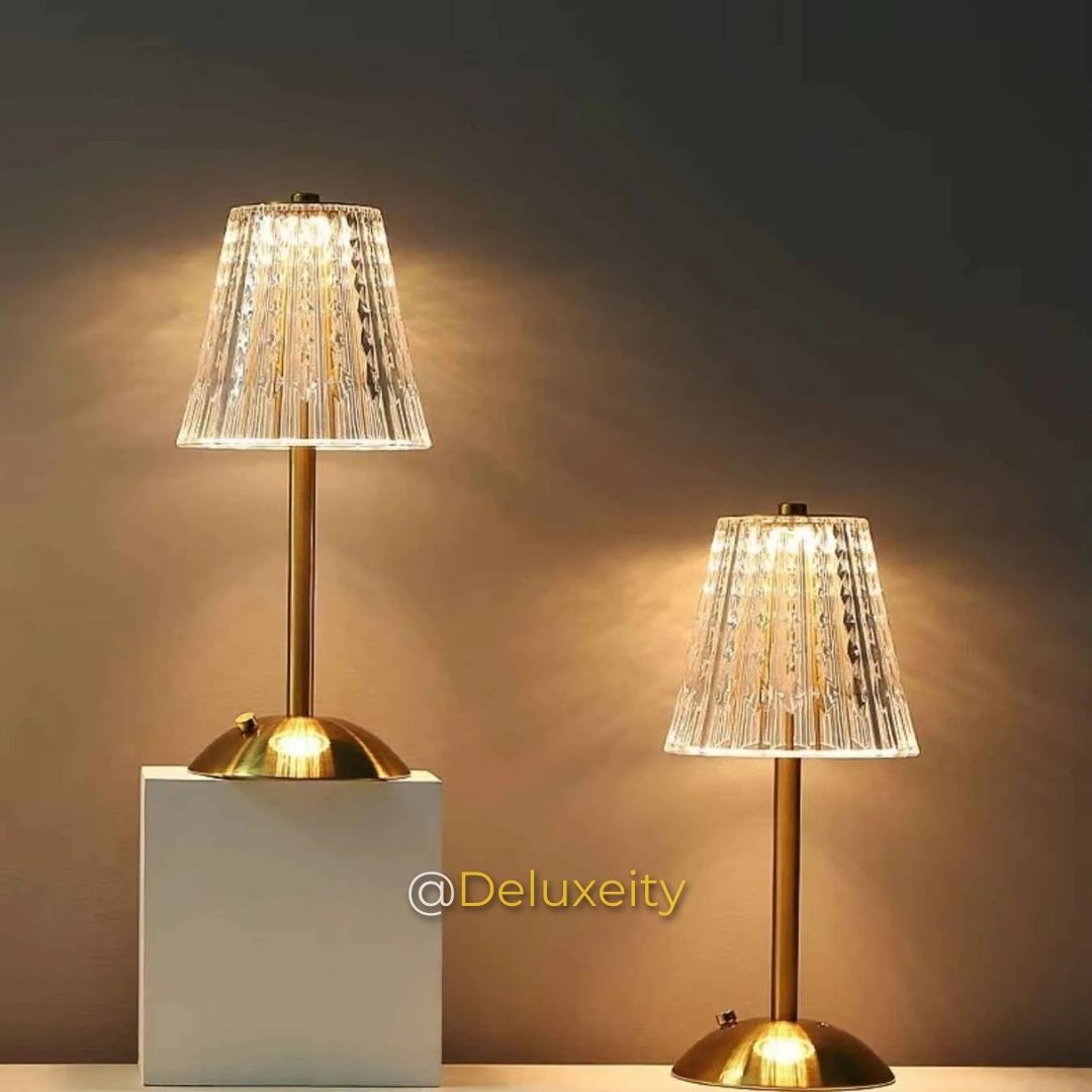 Touch Control Crystal Table Lamp – USB Rechargeable, Elegant & Dimmable Light