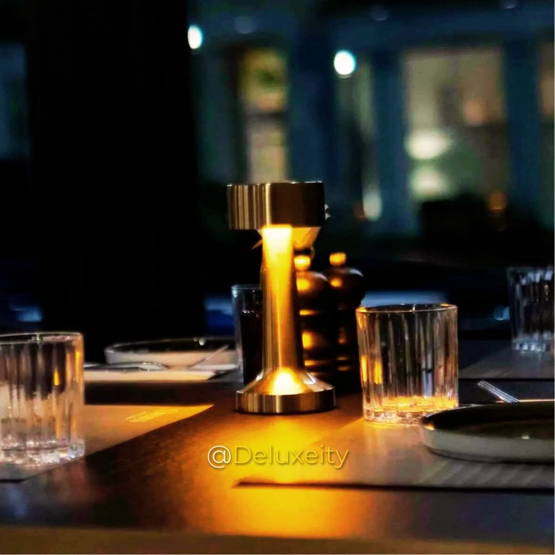 Golden Rechargeable LED Table Lamp – 3 Color Modes, Touch Control, Portable & Modern Design