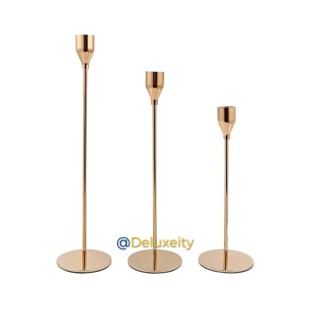 Classic French Gold Candle Holders-Set of 3