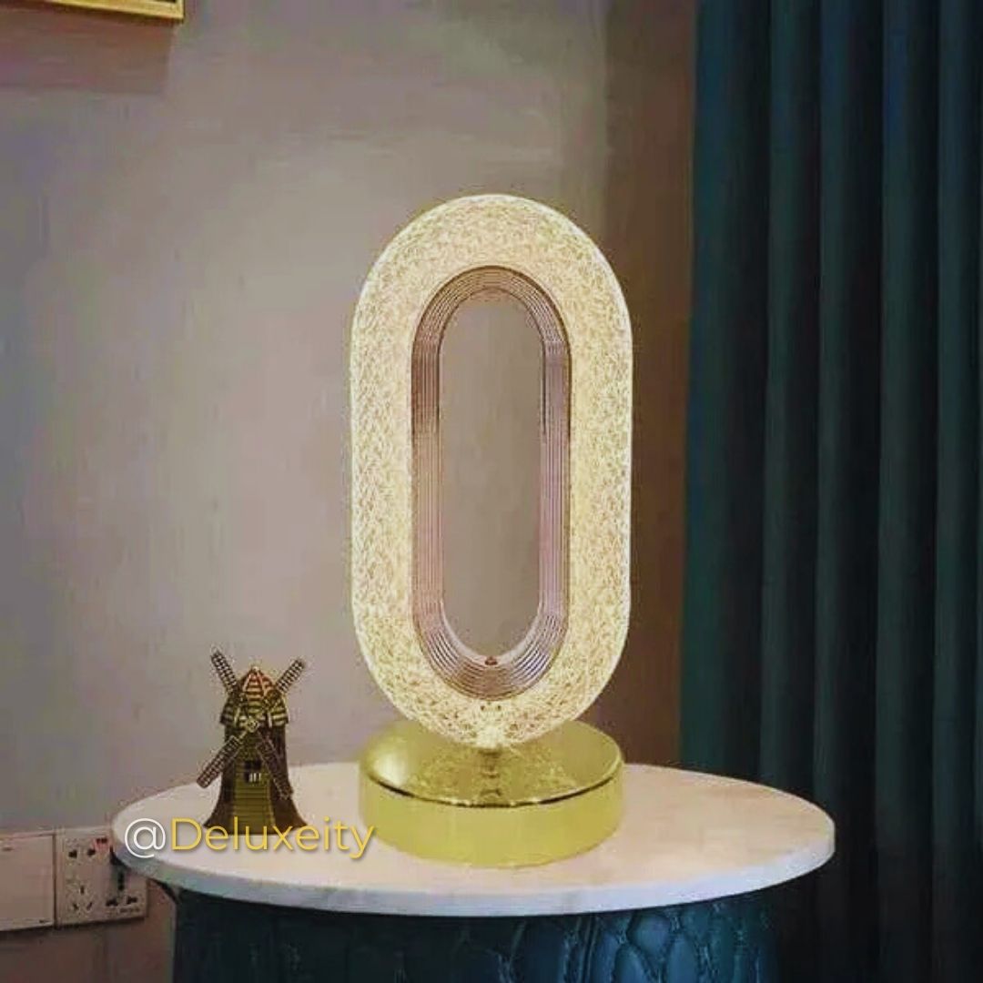 Crystal Glow Oval LED Table Lamp – Touch Control, Portable & Rechargeable