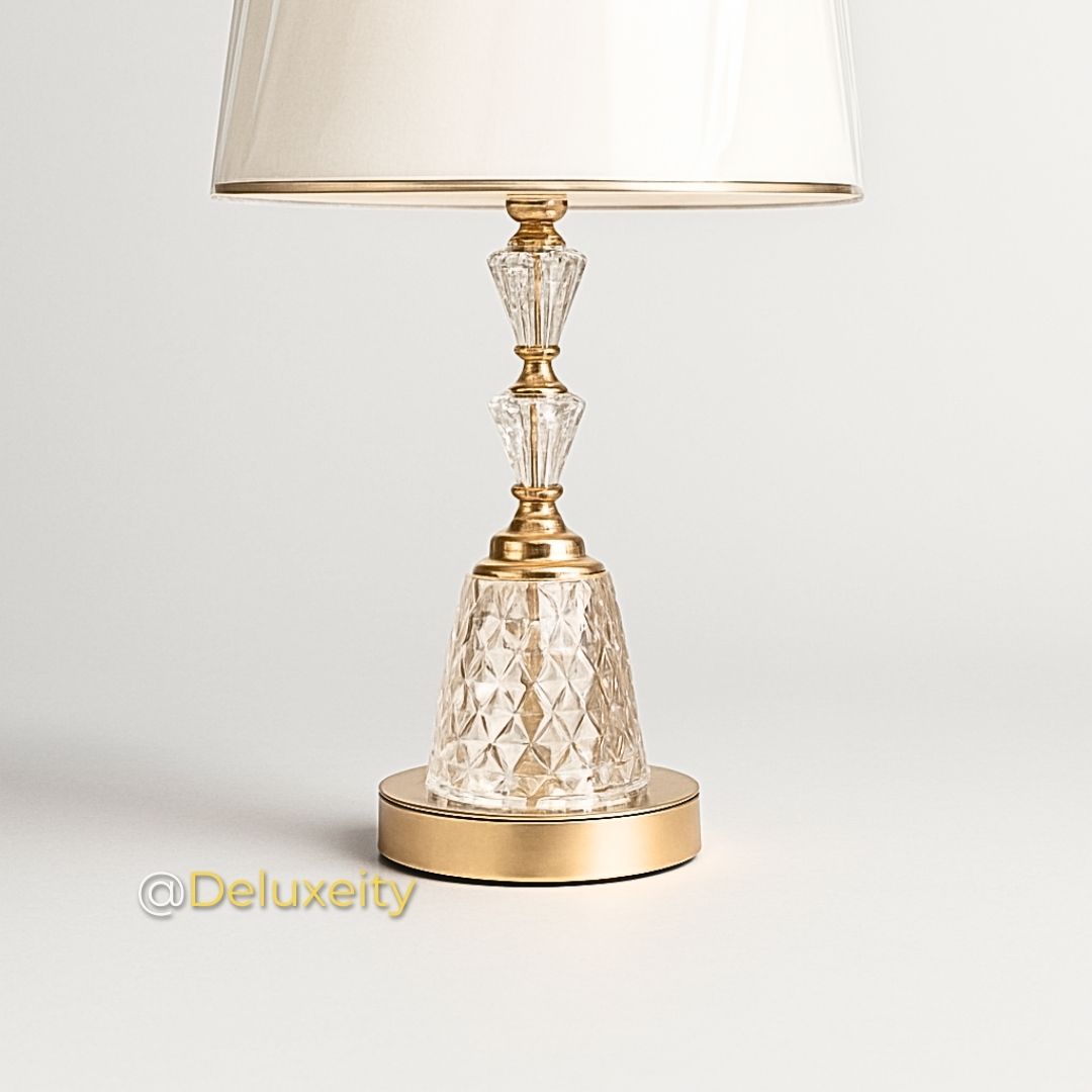 Premium Bedside Table Lamp – Crystal and Gold Finish