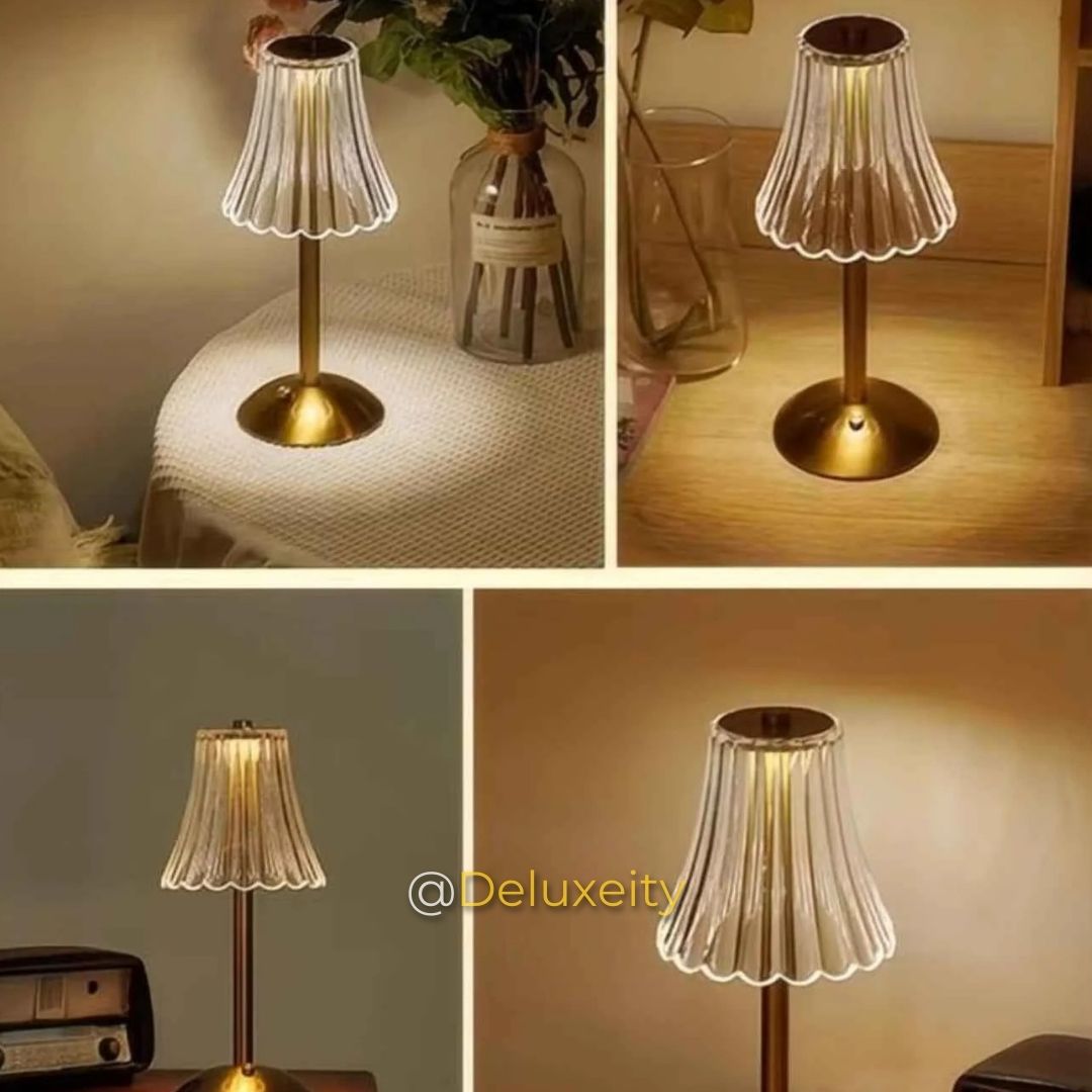 Touch Control Crystal Table Lamp – USB Rechargeable, Elegant & Dimmable Light