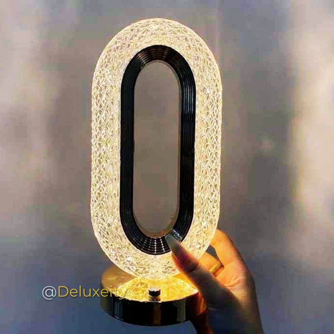 Crystal Glow Oval LED Table Lamp – Touch Control, Portable & Rechargeable