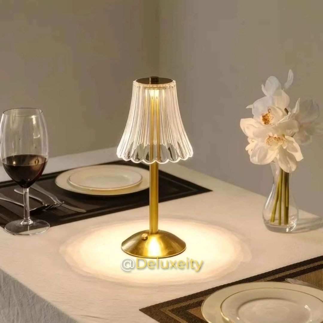 Touch Control Crystal Table Lamp – USB Rechargeable, Elegant & Dimmable Light