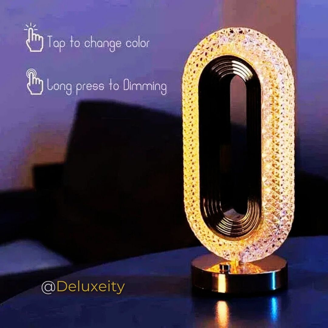 Crystal Glow Oval LED Table Lamp – Touch Control, Portable & Rechargeable