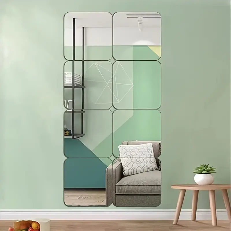 Modern 3D Acrylic Mirror – 20x20cm - Shatterproof & Stylish