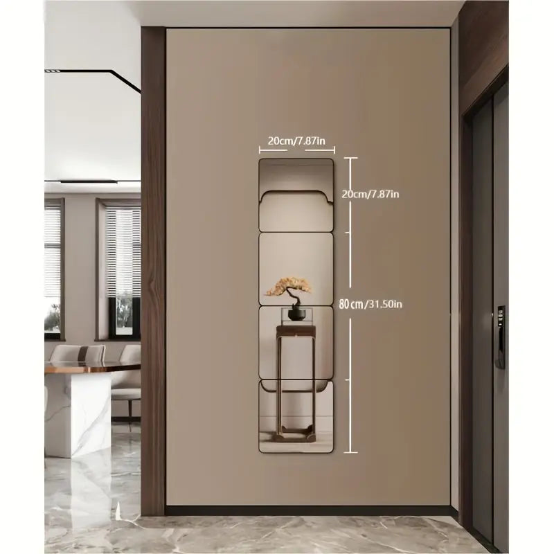 Modern 3D Acrylic Mirror – 20x20cm - Shatterproof & Stylish